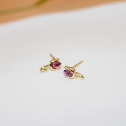Dainty Amethyst Tulip Earrings