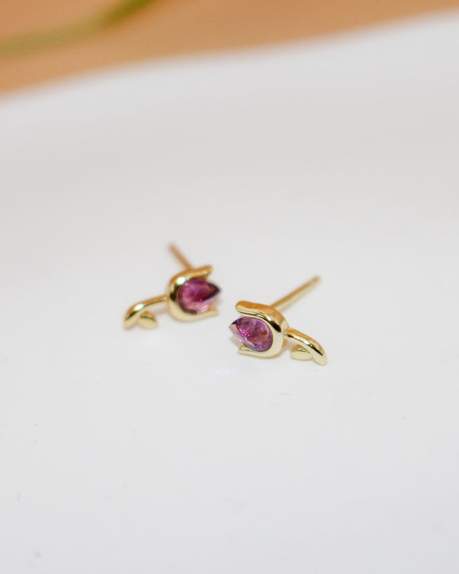 Dainty Amethyst Tulip Earrings