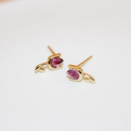 Dainty Amethyst Tulip Earrings