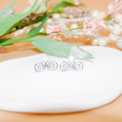 Silver Moonstone Hmong Earring