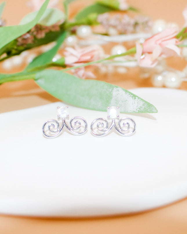 Silver Moonstone Hmong Earring