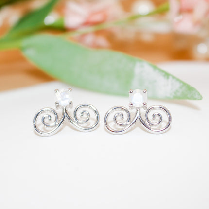 Silver Moonstone Hmong Earring