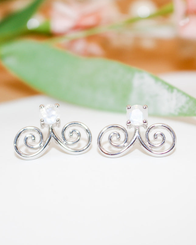 Silver Moonstone Hmong Earring
