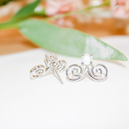 Silver Moonstone Hmong Earring
