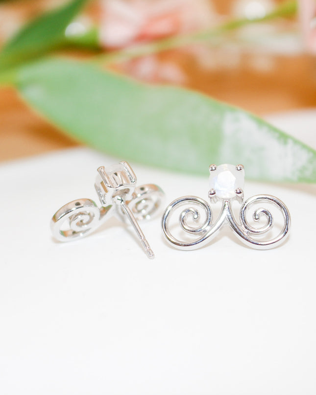 Silver Moonstone Hmong Earring