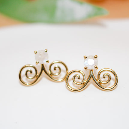 Moonstone Gold Hmong Earring