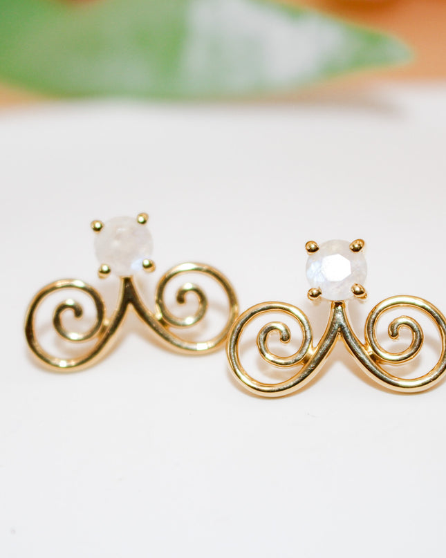 Moonstone Gold Hmong Earring