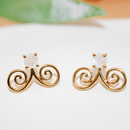 Moonstone Gold Hmong Earring