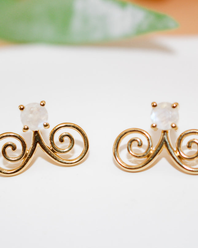 Moonstone Gold Hmong Earring