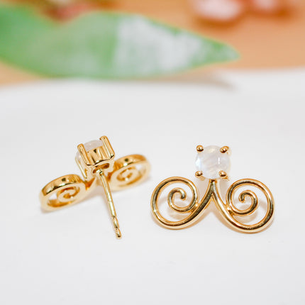 Moonstone Gold Hmong Earring