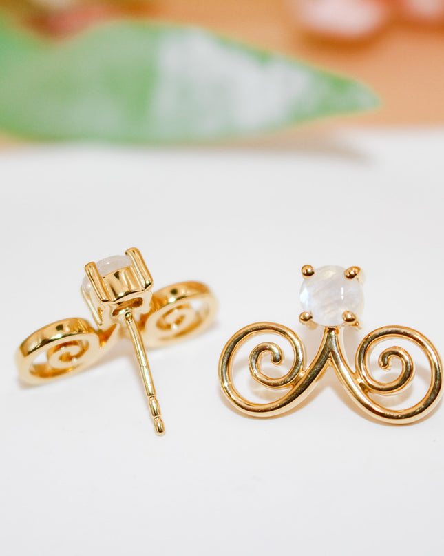 Moonstone Gold Hmong Earring