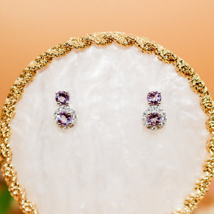 Double Amethyst Stud Earring