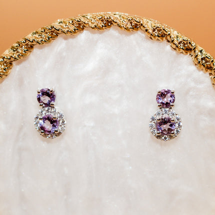 Double Amethyst Stud Earring