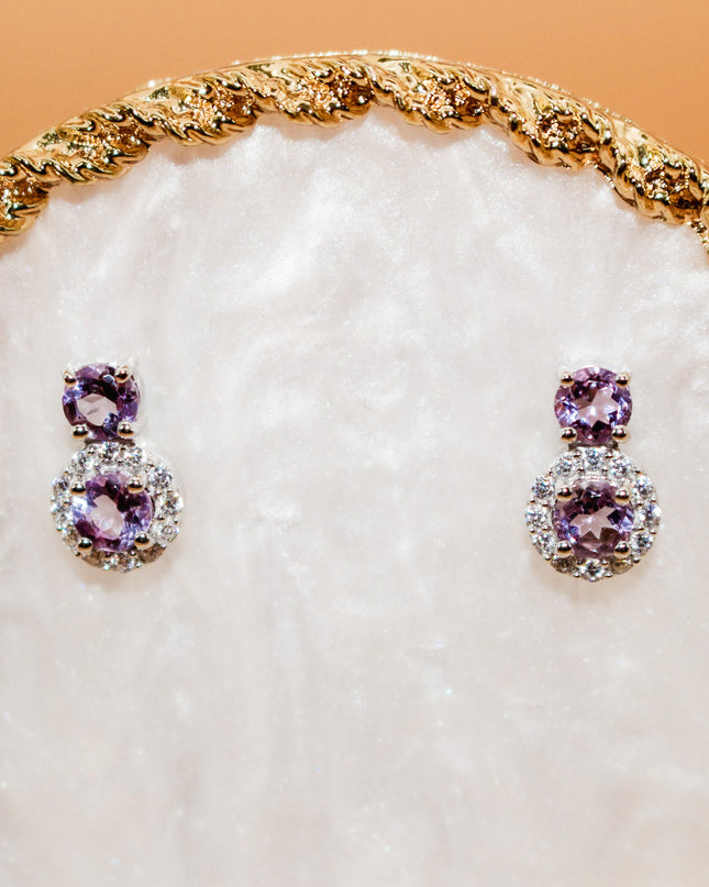 Double Amethyst Stud Earring