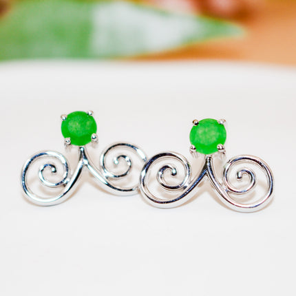 Silver Jade Hmong Earring