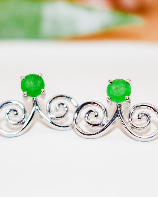 Silver Jade Hmong Earring