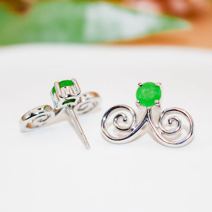 Silver Jade Hmong Earring