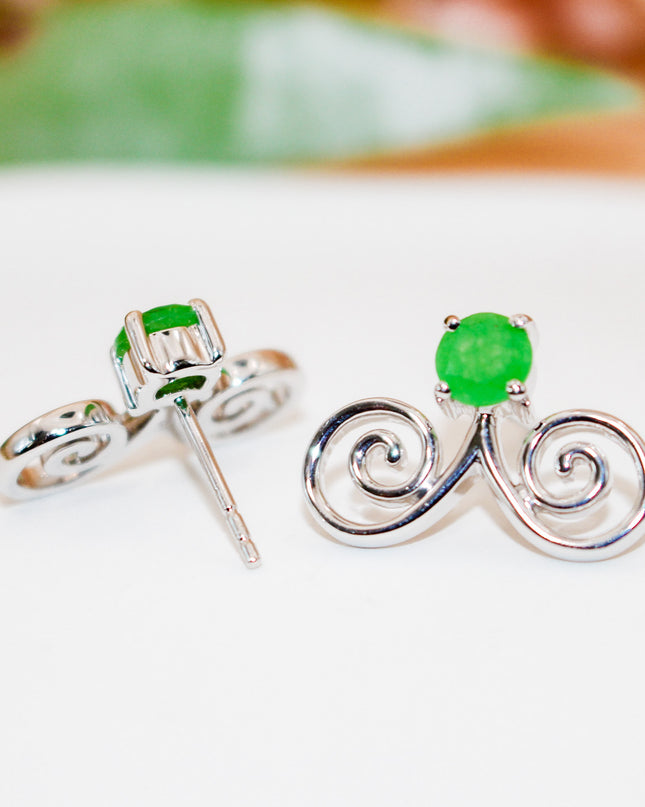 Silver Jade Hmong Earring