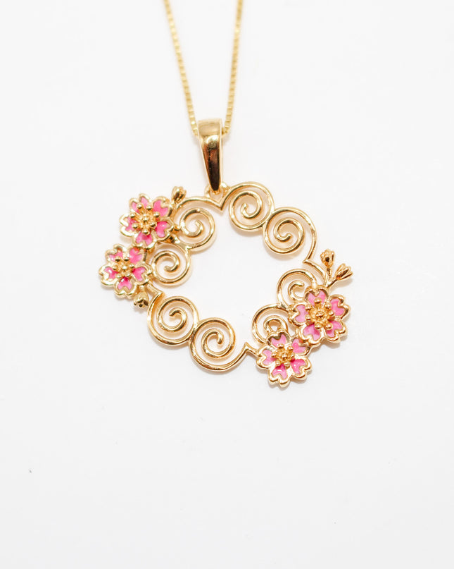 Gold Cherry Blossom Hmong Necklace