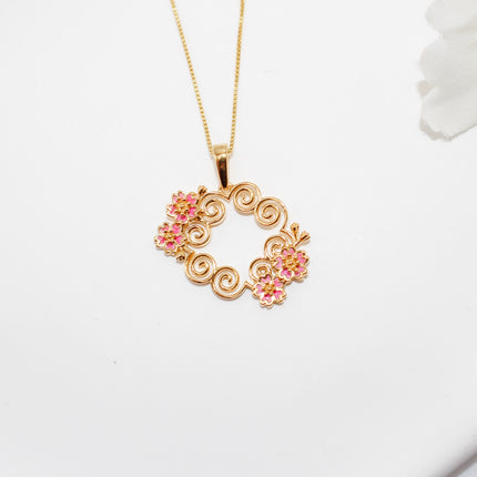 Gold Cherry Blossom Hmong Necklace
