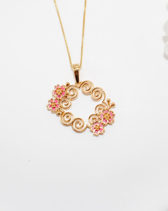 Gold Cherry Blossom Hmong Necklace