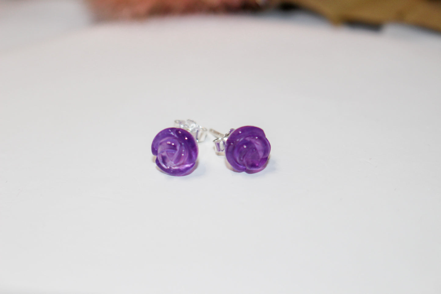 Amethyst Rose Studs