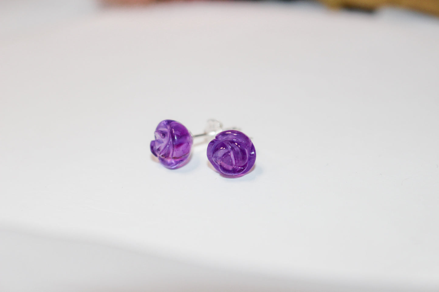 Amethyst Rose Studs