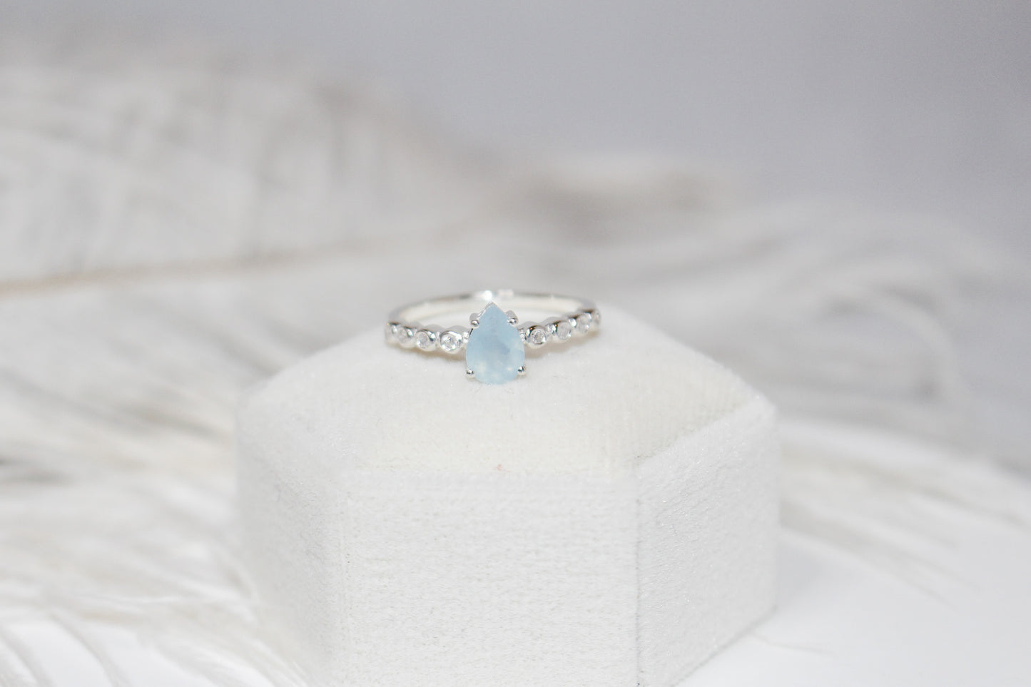 Aquamarine Pear Cut Ring