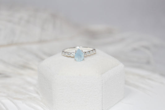 Aquamarine Pear Cut Ring