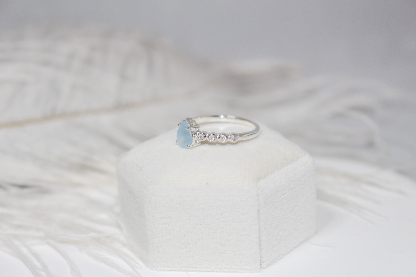 Aquamarine Pear Cut Ring