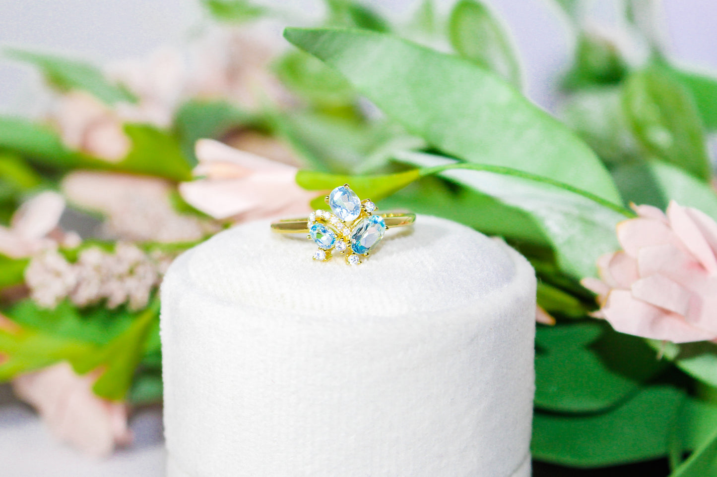 Sky Blue Topaz Cluster Ring