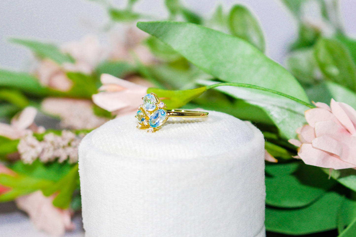 Sky Blue Topaz Cluster Ring