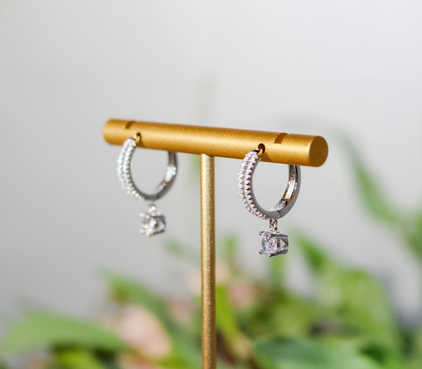 Cubic Zirconia Drop Huggy Earring