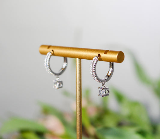 Cubic Zirconia Drop Huggy Earring